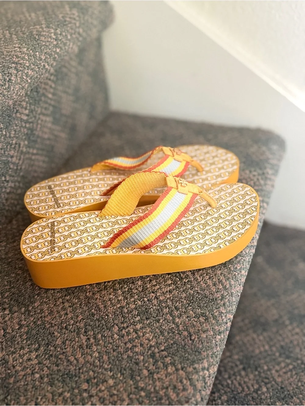 Tory Burch Yellow Platform Flip-Flop Sandals size 8